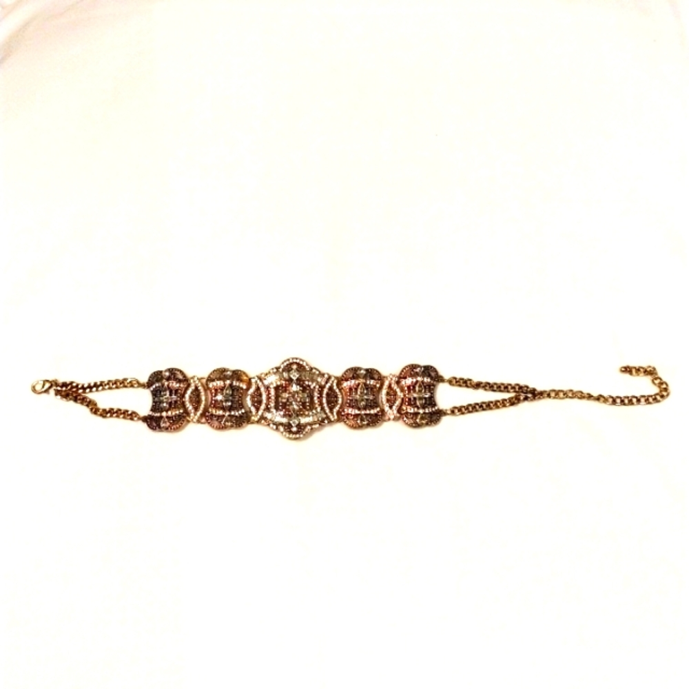 Celebrity Style SUPER BLING Heavy Crystal Rhinestone Choker Necklace Brass color - Picture 8 of 15